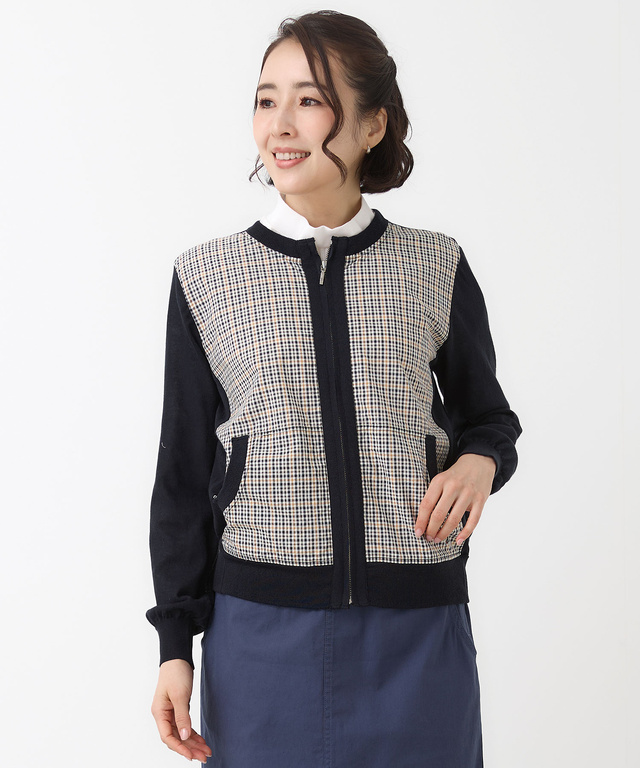 クロコダイルタータン ジップ カーディガン