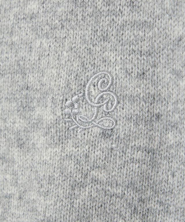ウールブレンド ロゴ刺繍 ニットカーディガン