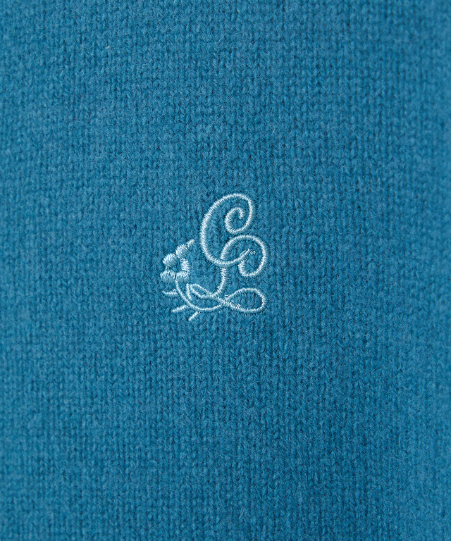 ウールブレンド ロゴ刺繍 ニットカーディガン