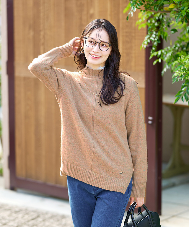 ウールブレンド ネップ ニットチュニック【オンラインショップ・一部店舗限定】【手洗いOK】