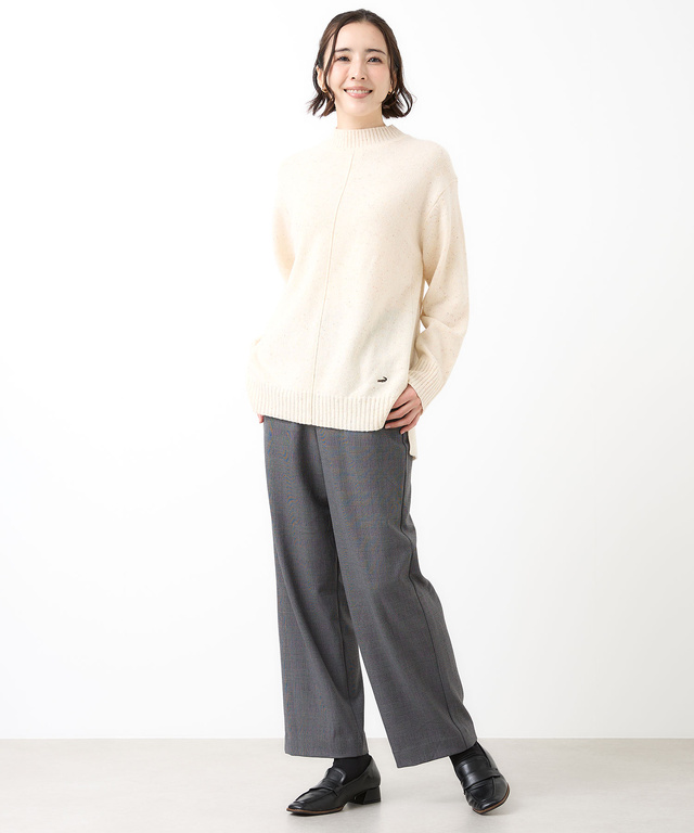 ウールブレンド ネップ ニットチュニック【オンラインショップ・一部店舗限定】【手洗いOK】