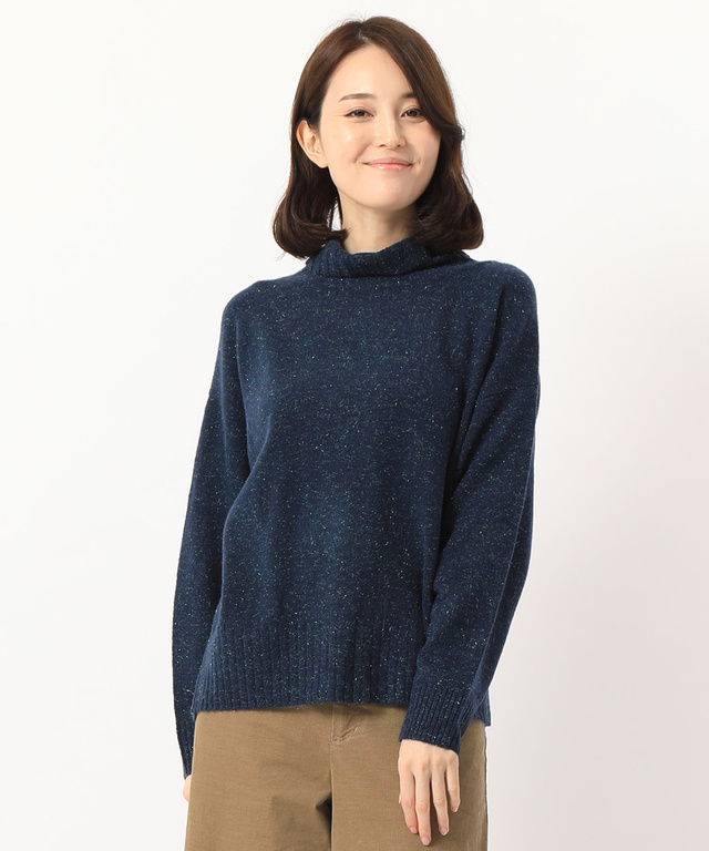 ラメ入りワイドハイネックニット