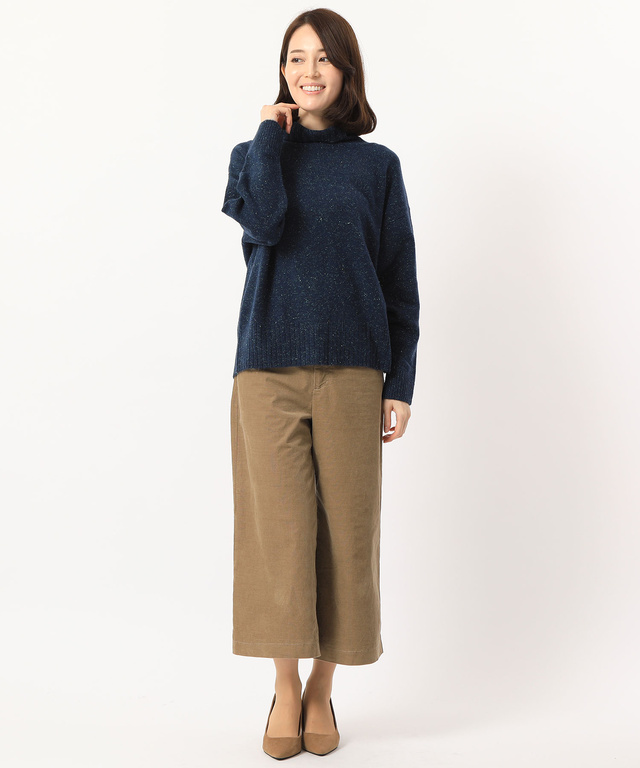 ラメ入りワイドハイネックニット