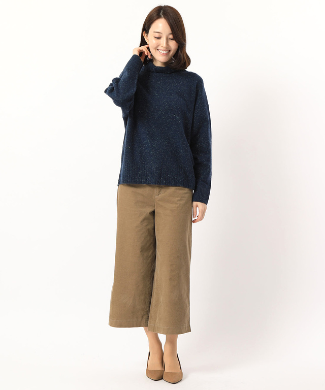ラメ入りワイドハイネックニット