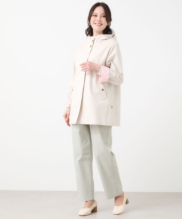 ストライプ バイカラー コート