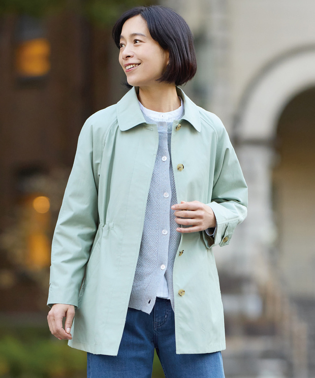 スピンドル付き ステンカラーコート