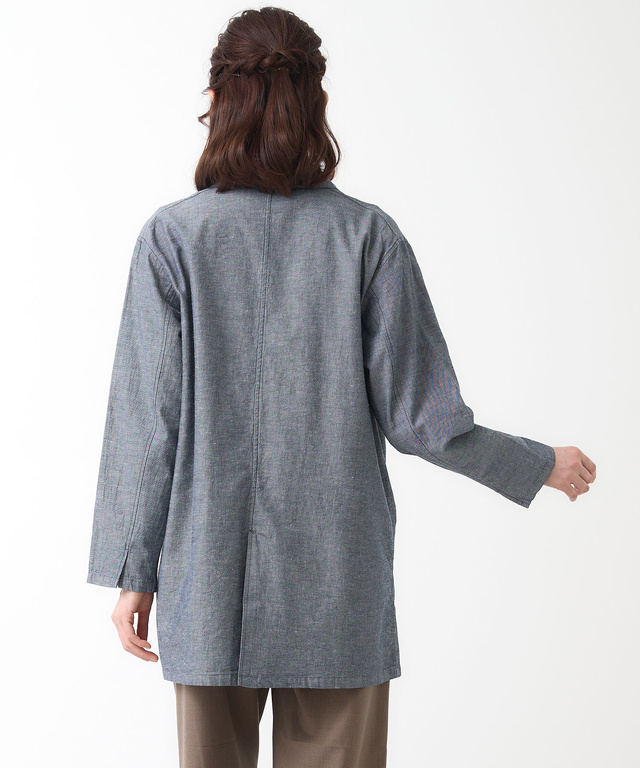 リネンブレンド ロング ジャケット