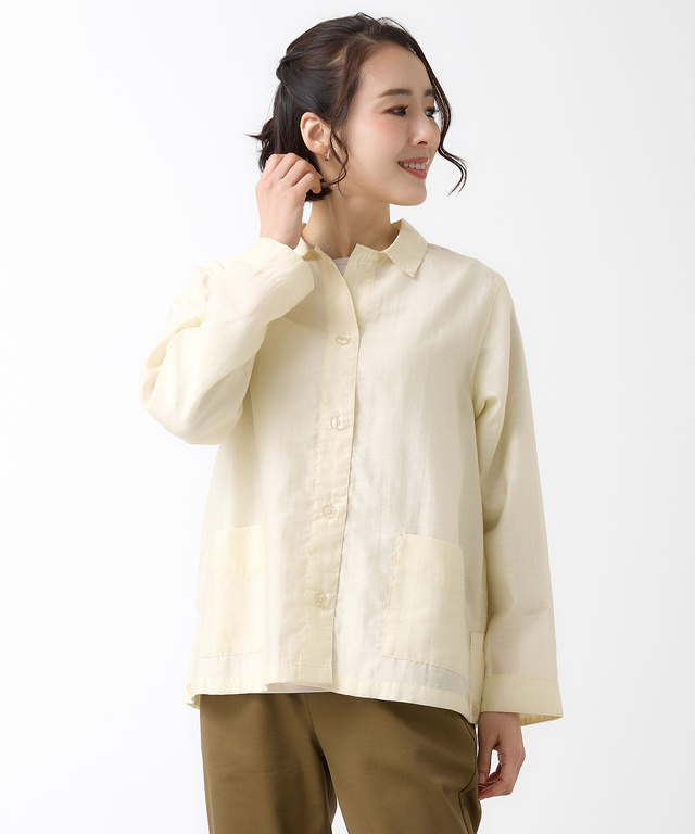 リネンブレンド シャツ ジャケット【手洗いOK】