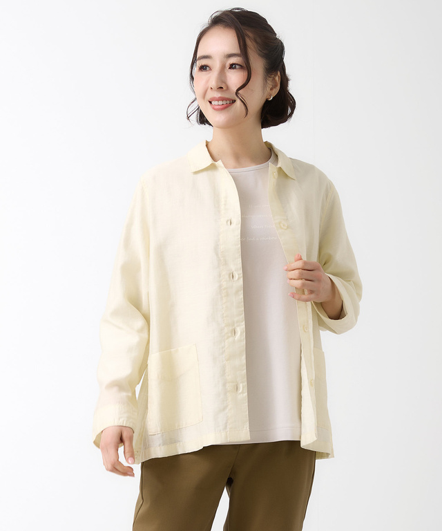 リネンブレンド シャツ ジャケット【手洗いOK】