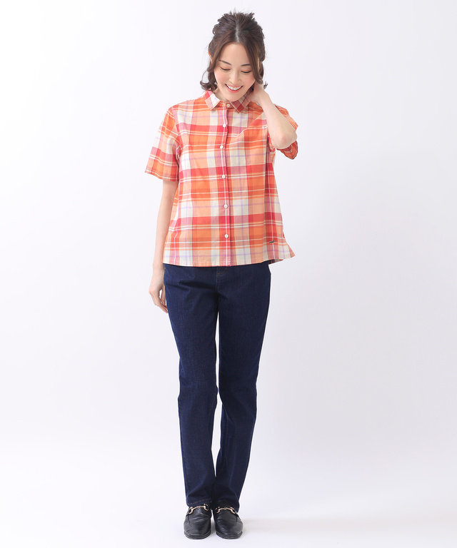レーヨン混 ストレート デニムパンツ