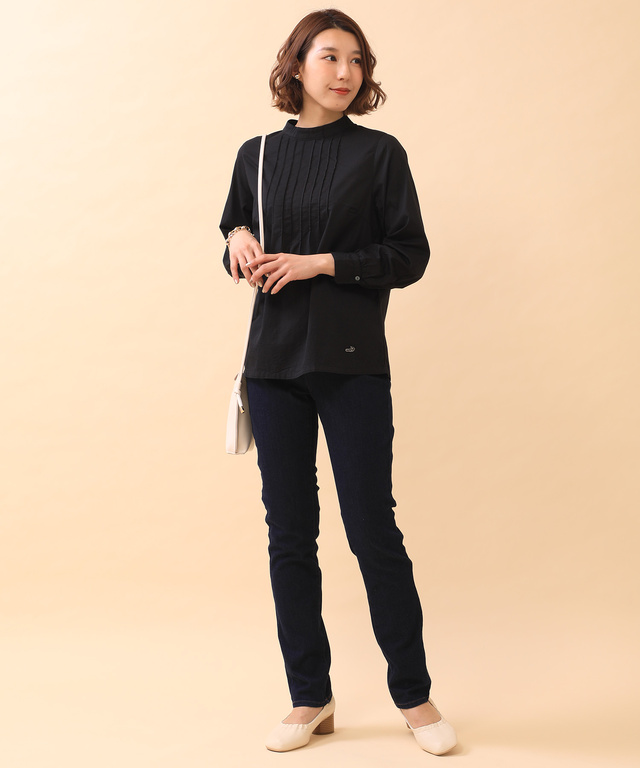 レーヨン混 ストレート デニムパンツ