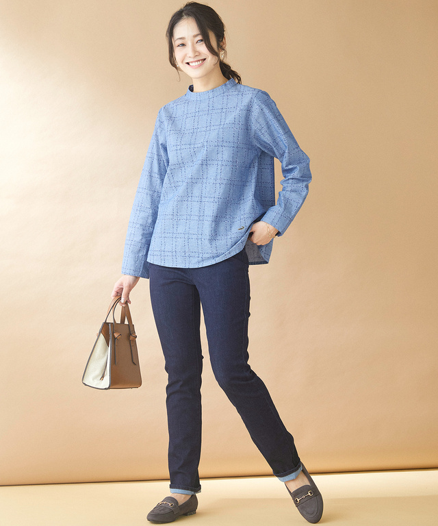 レーヨン混 ストレート デニムパンツ
