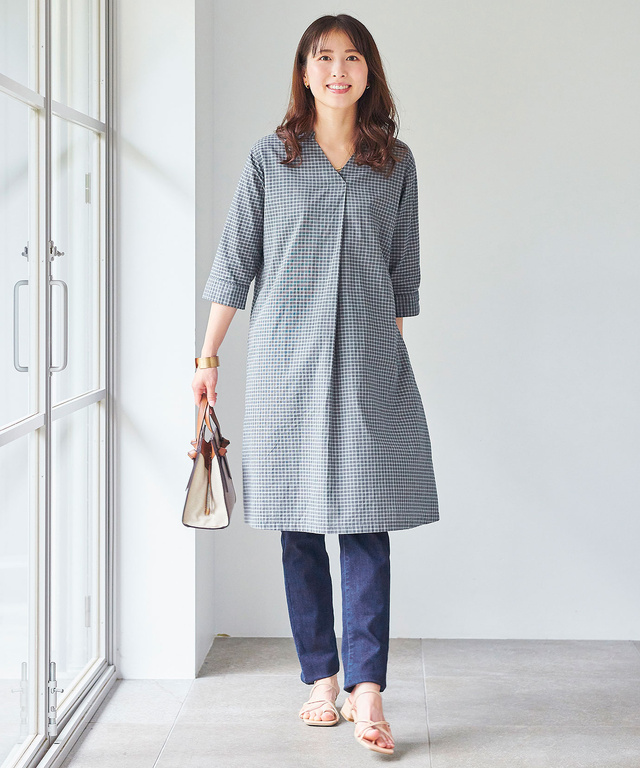 レーヨン混 ストレート デニムパンツ