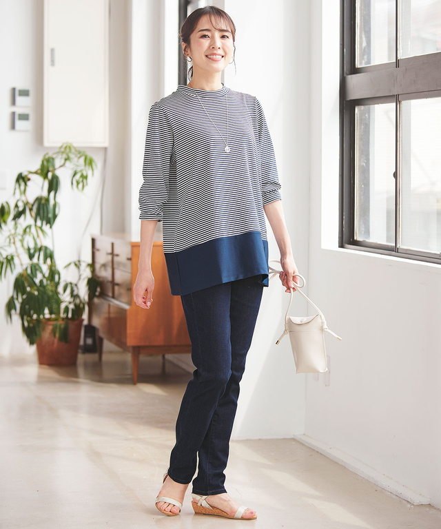 レーヨン混 ストレート デニムパンツ