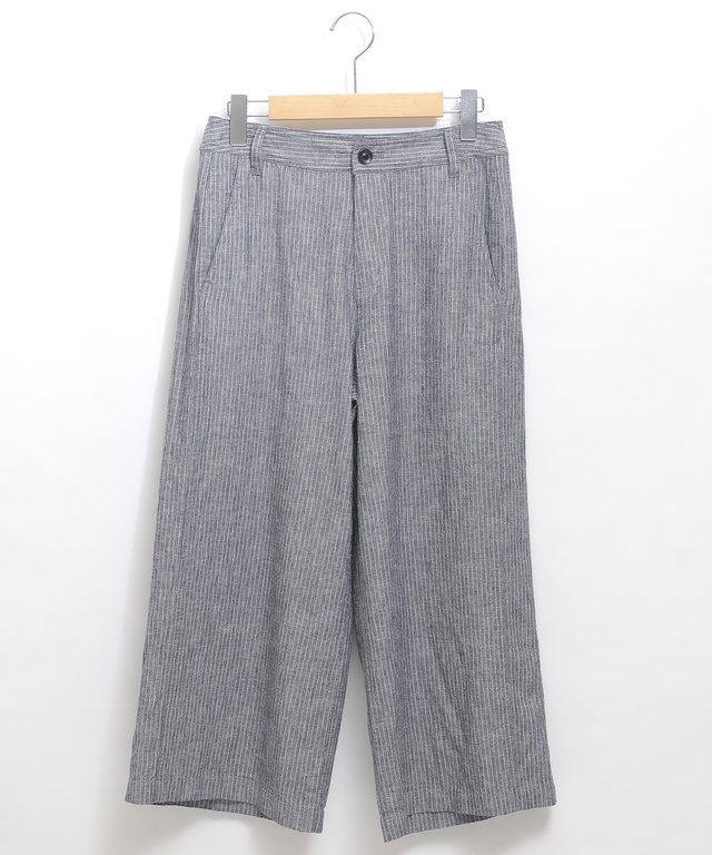 リネンセミワイド クロップドパンツ