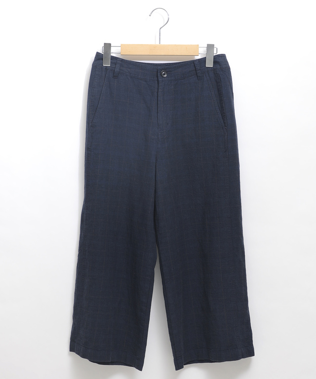 リネンセミワイド クロップドパンツ
