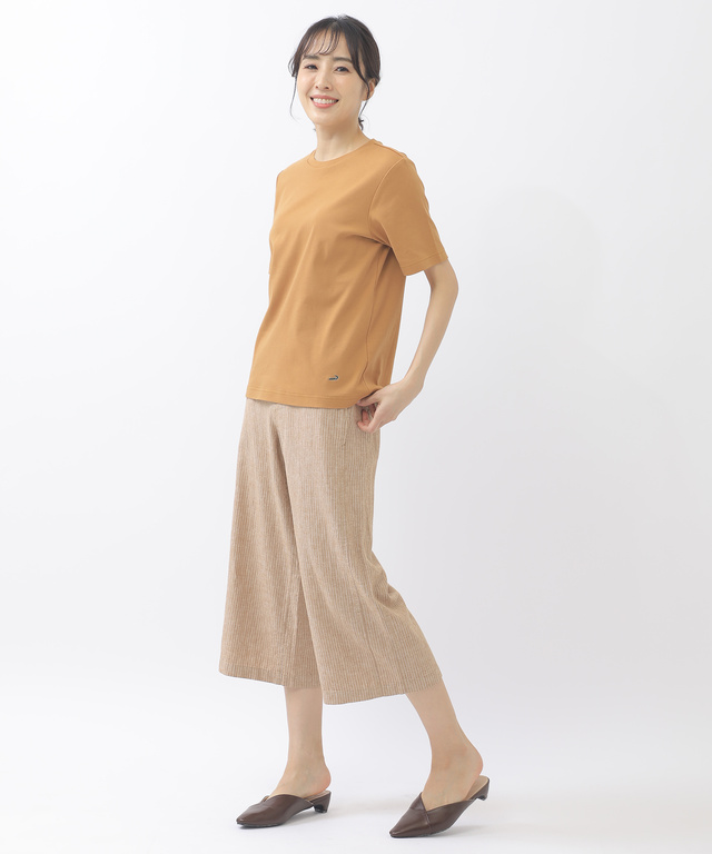 リネンセミワイド クロップドパンツ