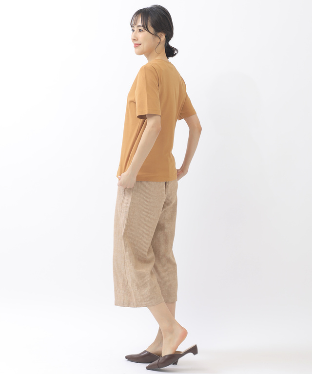 リネンセミワイド クロップドパンツ