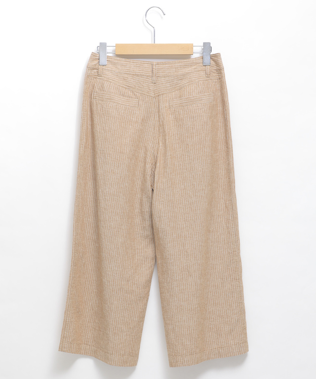 リネンセミワイド クロップドパンツ