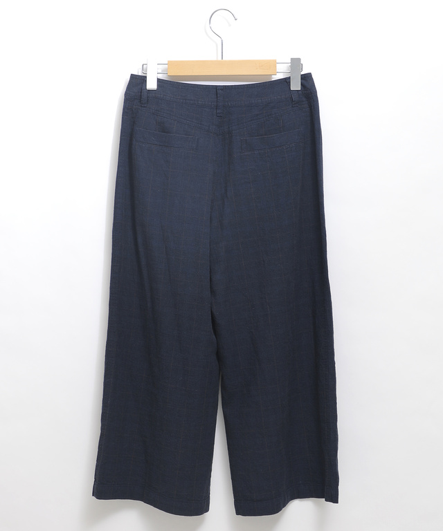 リネンセミワイド クロップドパンツ