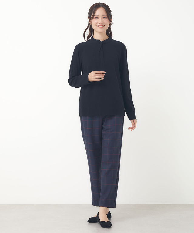 グレンチェック テーパード パンツ