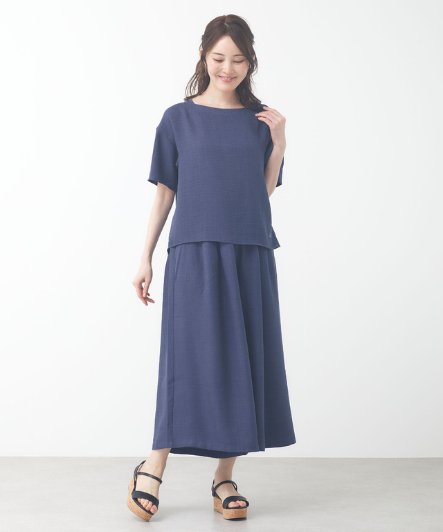 杢調 ウエストゴム キュロットパンツ
