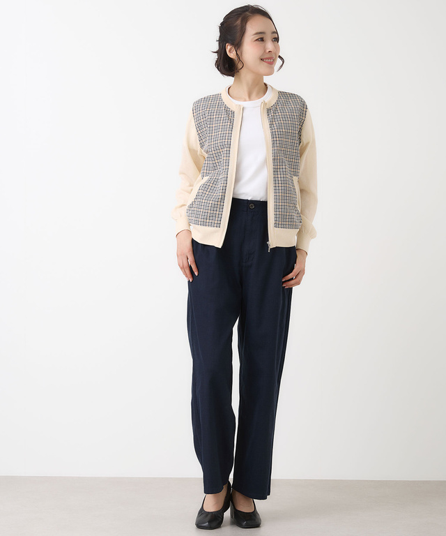 ウエストゴム タック ワイド パンツ