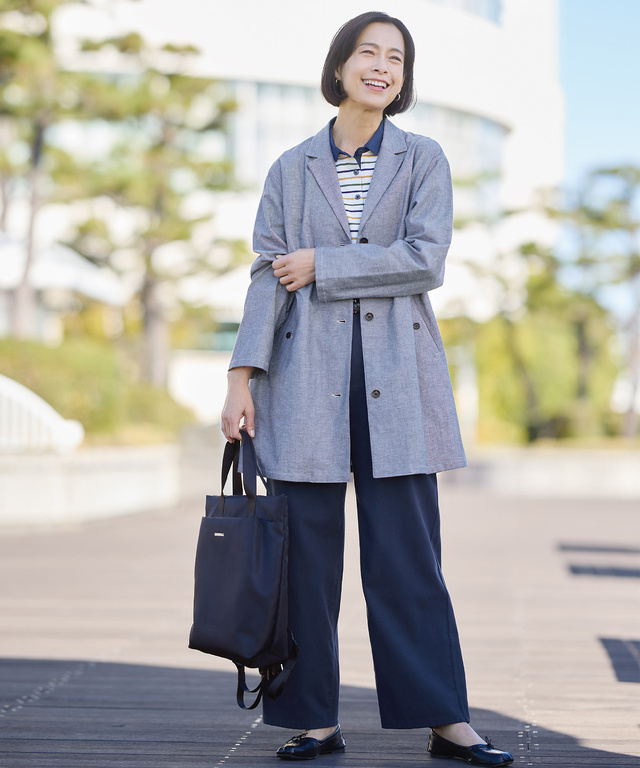 ウエストゴム タック ワイド パンツ