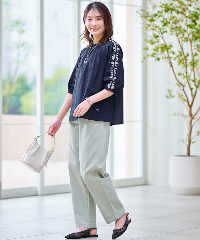 ヘリンボーン ストレート パンツ