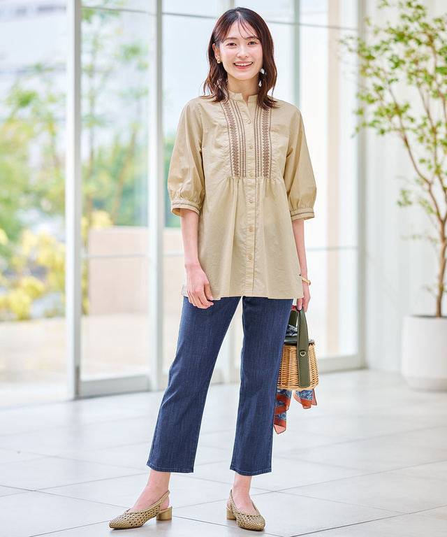 ブリーズデニム 【スリム8分丈】【接触冷感】