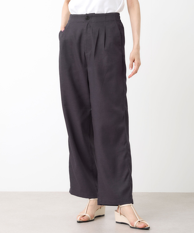 リネンブレンド セミワイド パンツ
