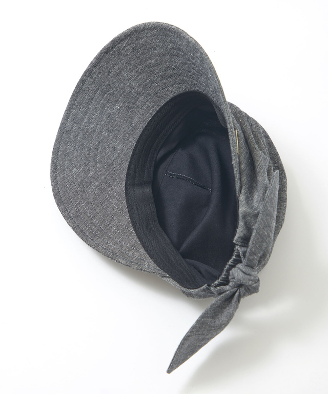 リネンブレンド ダンガリー ジョッキーハット【UVカット】【手洗いOK】