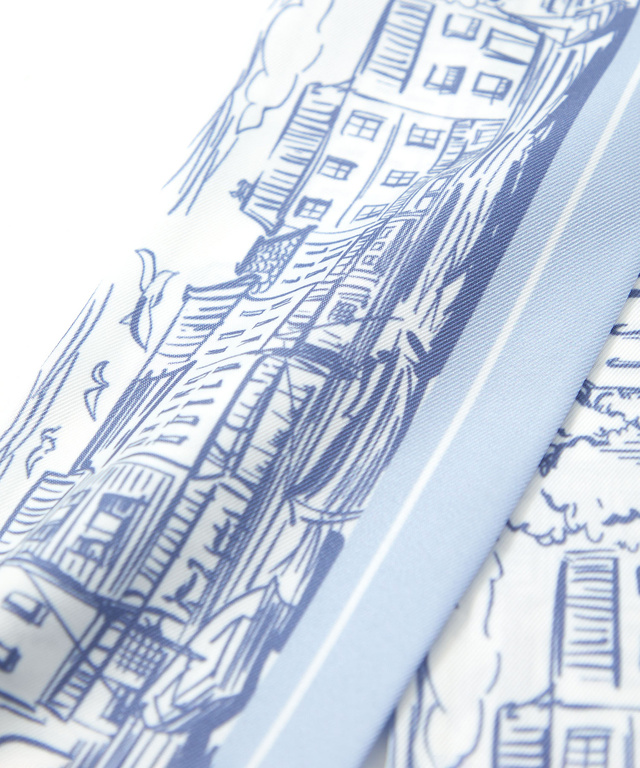 剣先型 プリント スカーフ