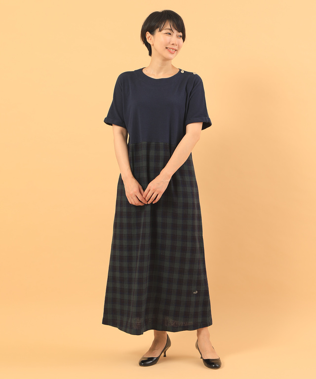 異素材ドッキングワンピース