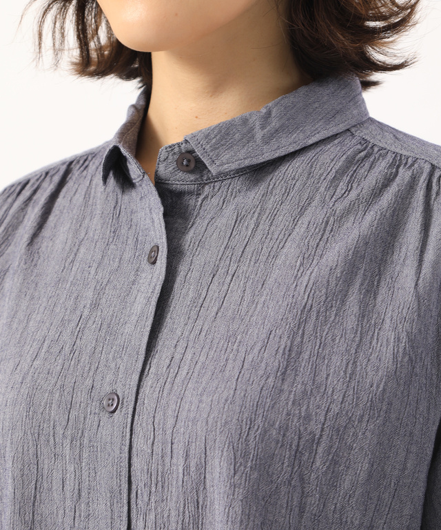 袖刺繍楊柳シャツチュニック
