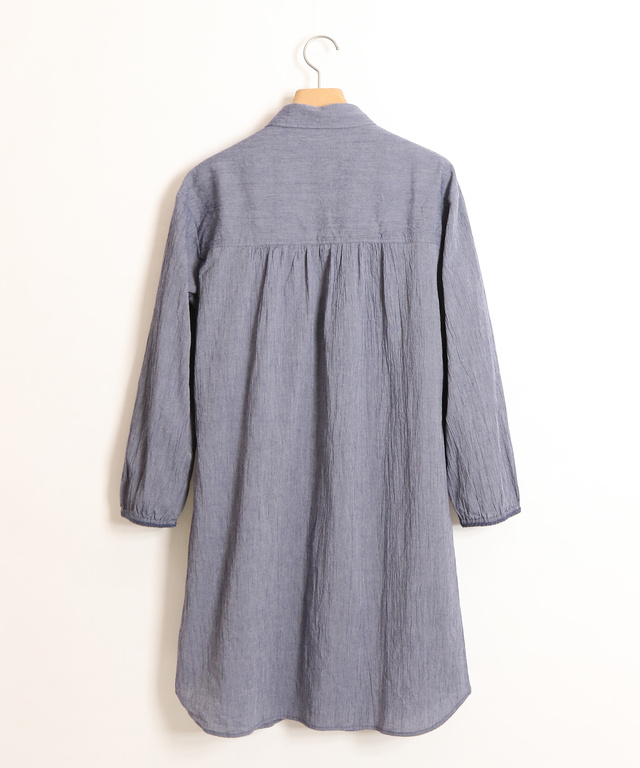 袖刺繍楊柳シャツチュニック