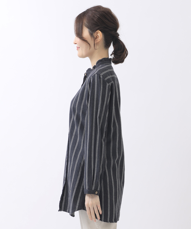 衿フリル ダブルガーゼ チュニック