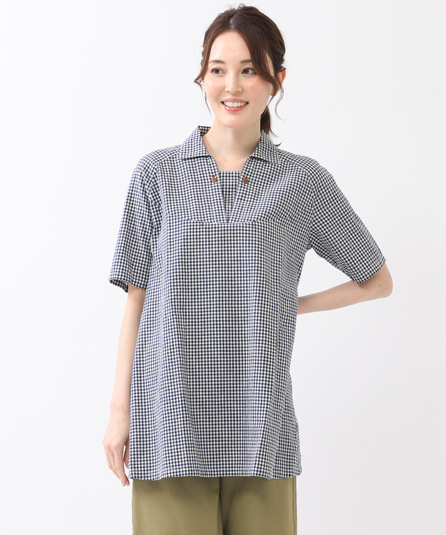 コットンリネン チェック チュニック【WEB・一部店舗限定】