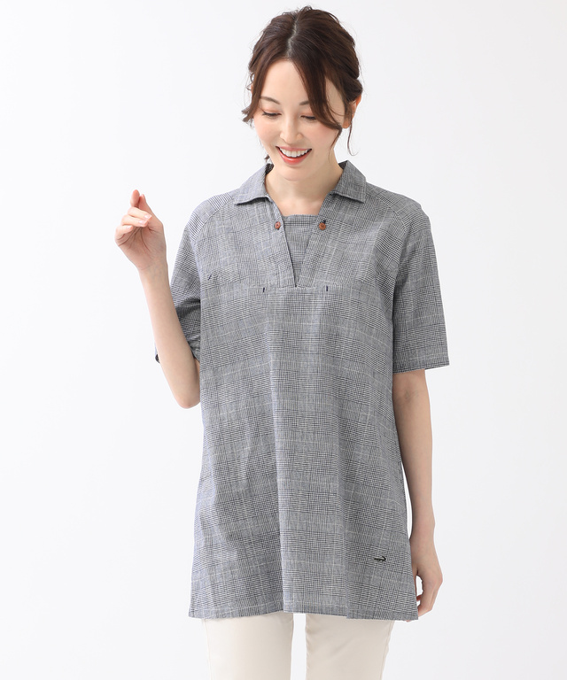 コットンリネン チェック チュニック【WEB・一部店舗限定】