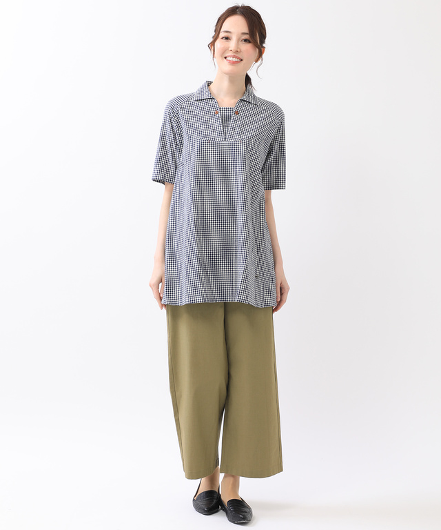 コットンリネン チェック チュニック【WEB・一部店舗限定】