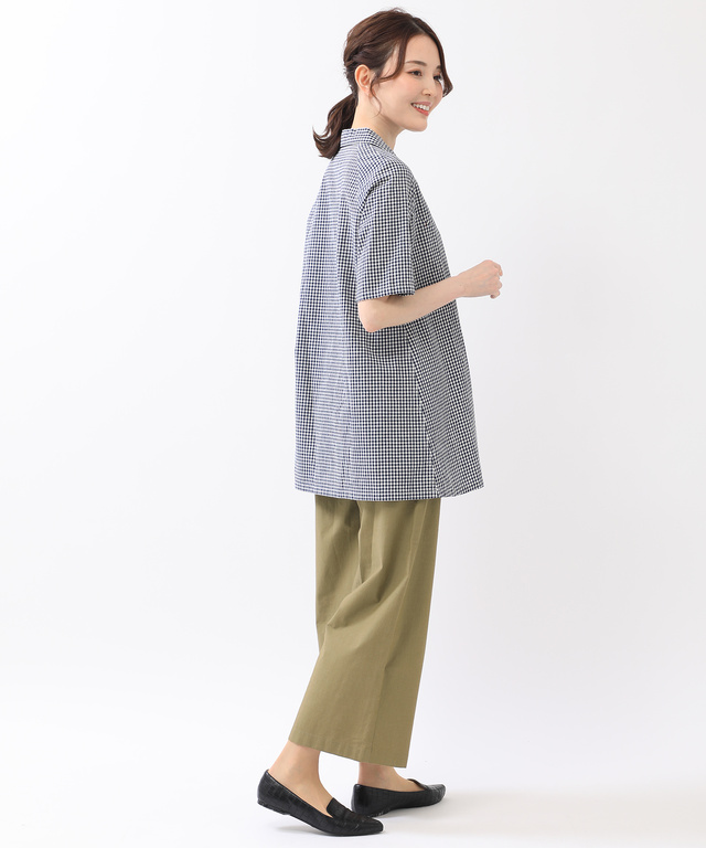 コットンリネン チェック チュニック【WEB・一部店舗限定】