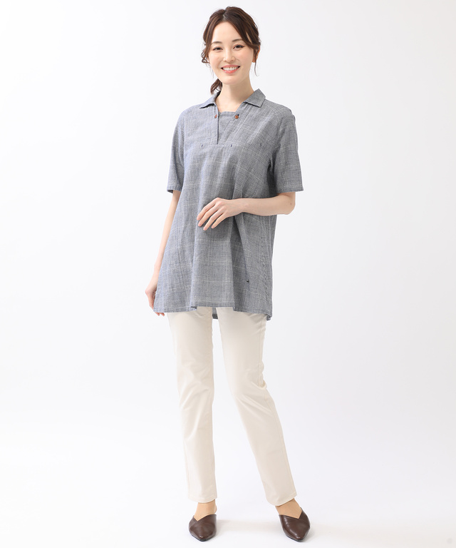コットンリネン チェック チュニック【WEB・一部店舗限定】