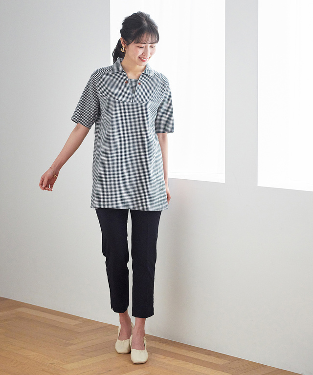 コットンリネン チェック チュニック【WEB・一部店舗限定】