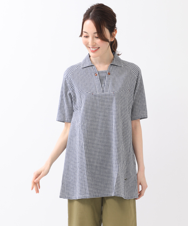 コットンリネン チェック チュニック【WEB・一部店舗限定】