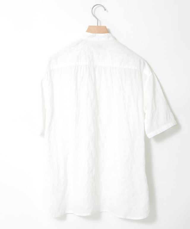 クリンクル加工 バンドカラー ブラウス【一部店舗限定】