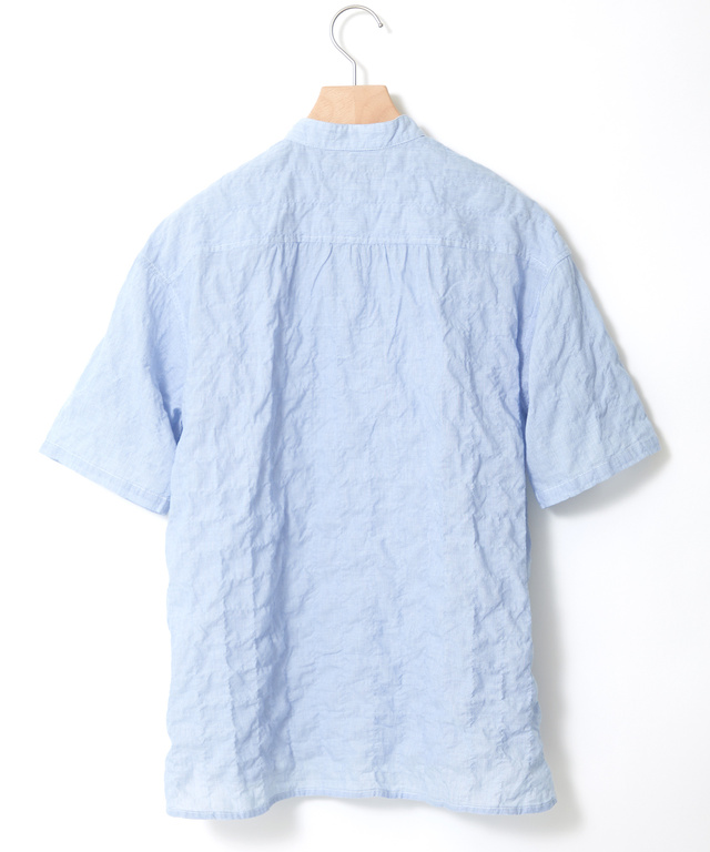 クリンクル加工 バンドカラー ブラウス【一部店舗限定】