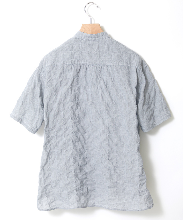 クリンクル加工 バンドカラー ブラウス【一部店舗限定】