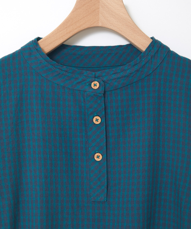 バンドカラー ギンガム チュニック