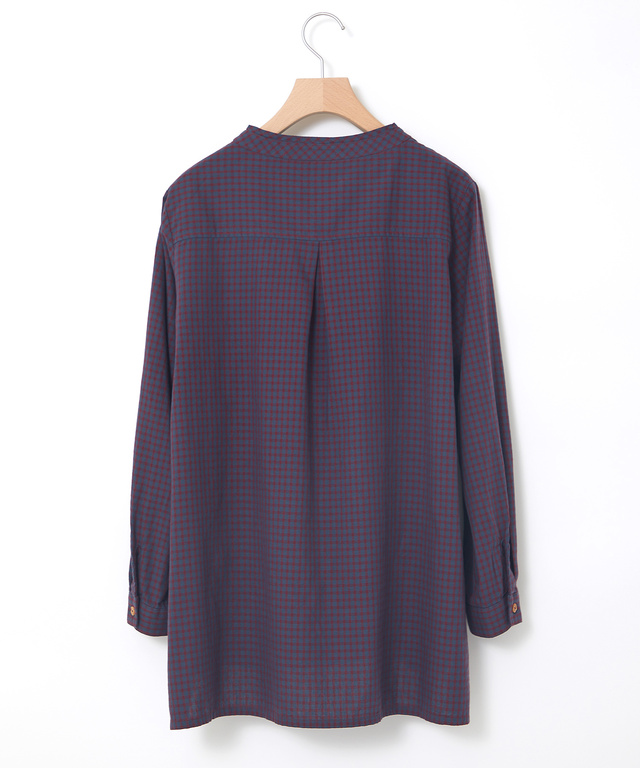 バンドカラー ギンガム チュニック