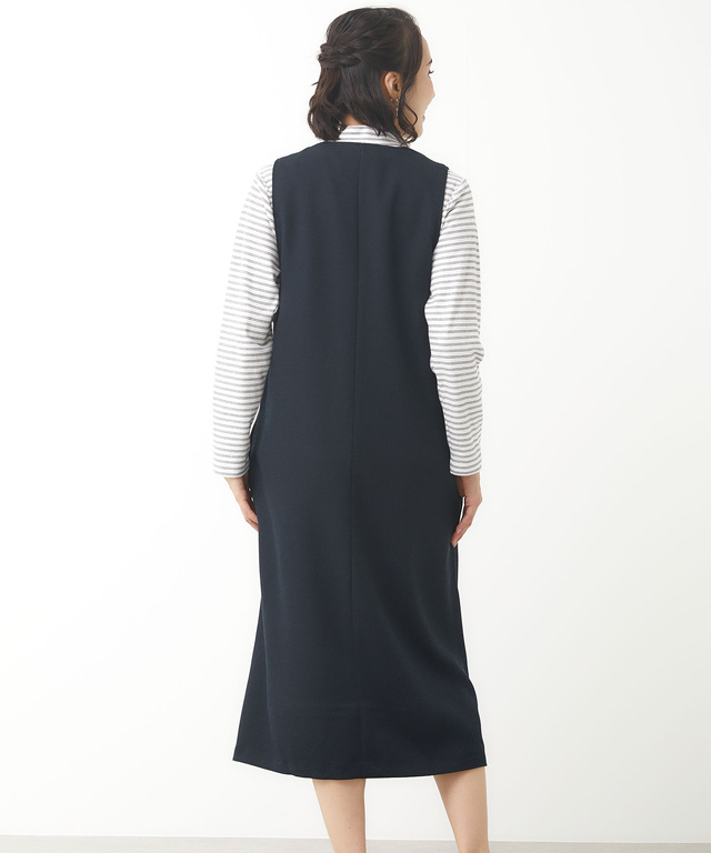 Vネック ジャンパースカート【手洗いOK】